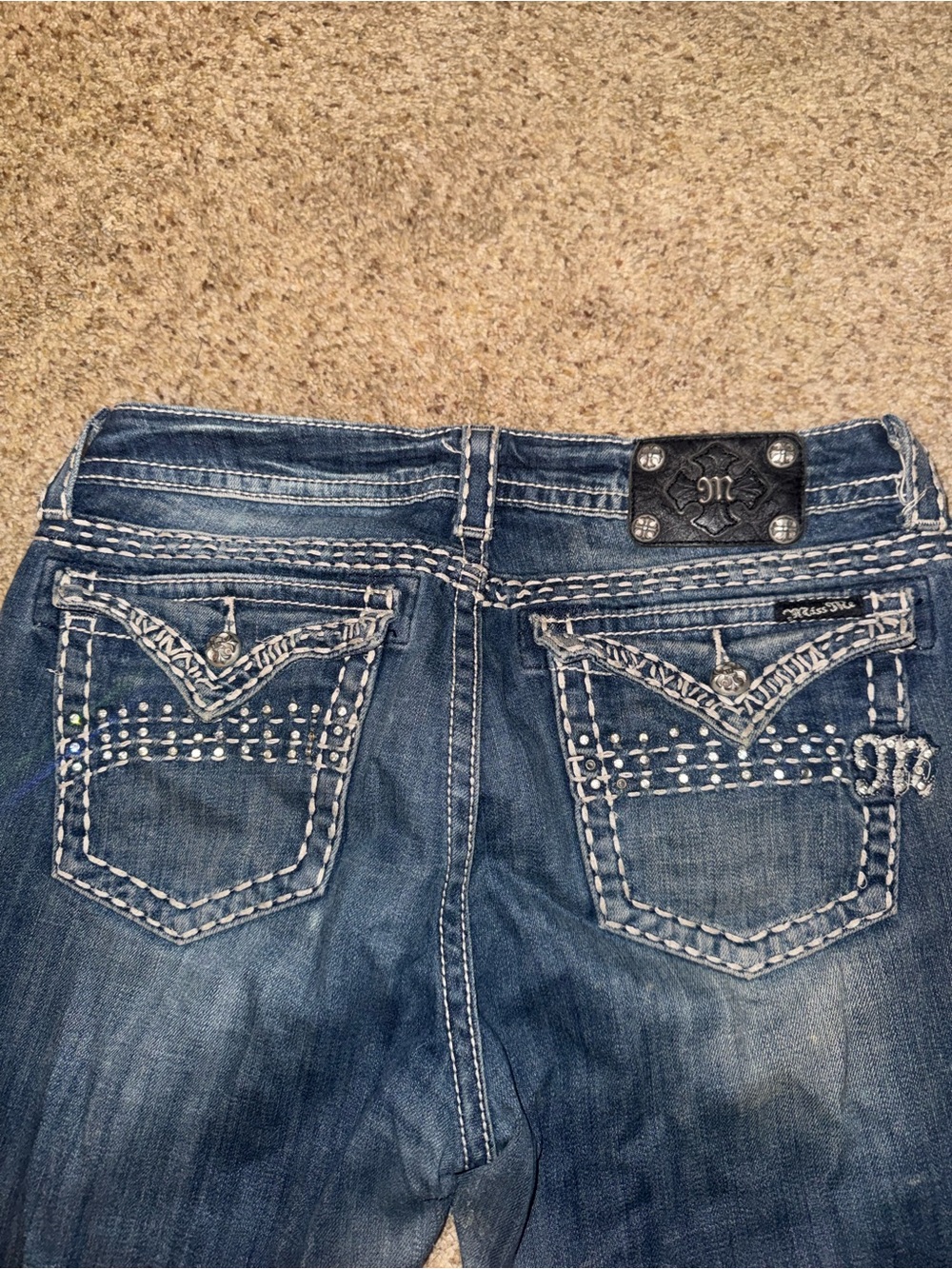 Miss Me Embellished Dark Blue Women's Jeans with Decorative Back Pockets